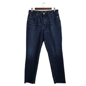 Old Navy High Rise OG Straight Leg Raw Hem Button Fly Jeans In Twila Sz 10